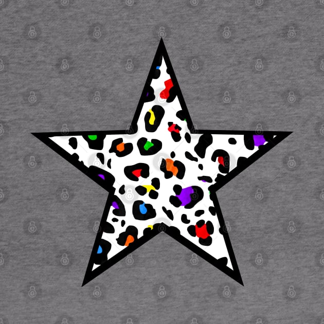 Rainbow and Black Leopard Print Star by bumblefuzzies